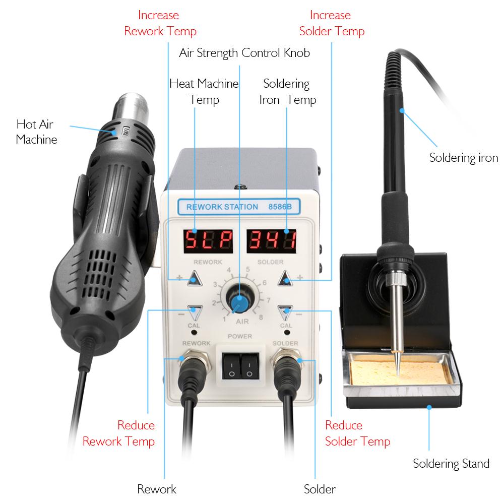 محطة لحام رقمية APD-8586B بقوة - مراجعة 2 In 1 Soldering Rework Station 750W وسعره