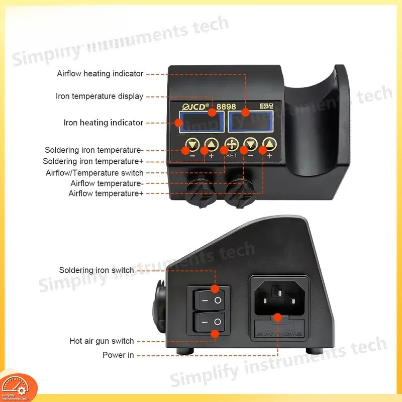 محطة لحام 8898 بقوة 750 واط، 2 - مراجعة 2 In 1 Soldering Rework Station 750W وسعره