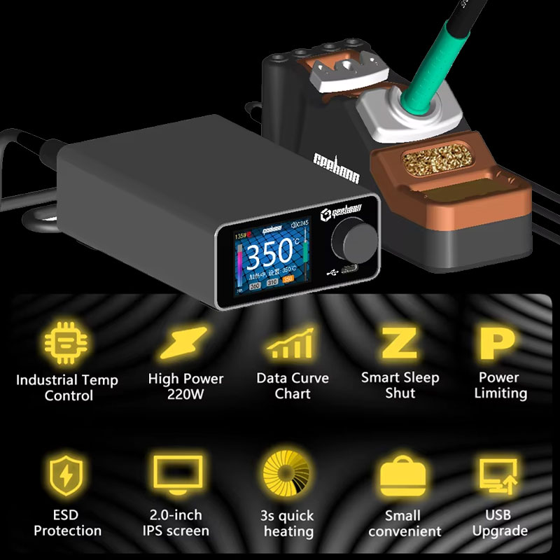 محطة لحام GEEBOON TC22 مع شاشة - مراجعة C210 Precision Soldering Station وسعره